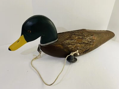 Hunting Decoy Mallard Duck Wood Handmade Vintage 16” In  Weighted Glass Eyes - Image 1 of 4