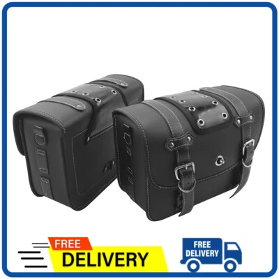 Pair PU Leather Side Saddlebag For Honda VTX1800 VTX1300C Storage Accessories - Image 1 of 4