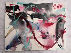 Gemälde Aquarell Malerei Bild 24x30 Kunst Abstrakt Bunt 2022 2021 Wasserfarben - Bild 1 von 12