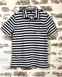 Polo Ralph Lauren Shirt Navy White Striped Cotton Pony Logo Boys L - Picture 1 of 8