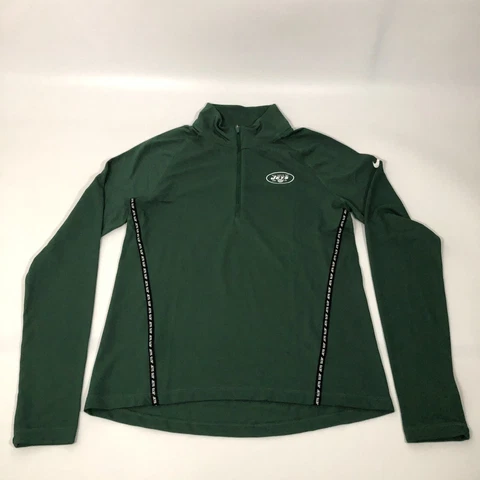 New York Jets Nike Mens Sweater S Small Green 1/4 Zip Pullover Dri Fit NFL Shirt Cover