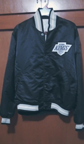 Vintage Los Angeles LA KINGS Starter Satin Bomber Jacket Men’s Large NHL Hockey Cover