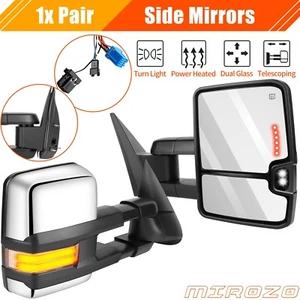 Tow Mirrors Power Heated Chrome For 2003-2007 Chevy Silverado 1500 GMC Sierra - Picture 1 of 13