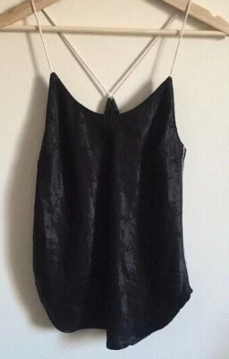 Pijama Victoria's Secret satinado espalda cruzada cami top negro nuevo para mujer logotipo XS Foto 1 de 4