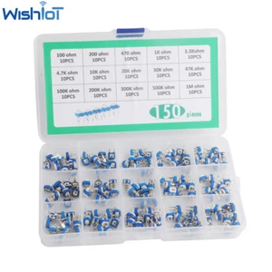 150pcs 100 Ohm- 1M Ohm Variable Resistor Potentiometer Assortment Kit 15 Values - Picture 1 of 3