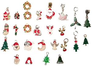 Lote surtido de 27 dijes navideños esmaltados para pulseras europeas - Imagen 1 de 4