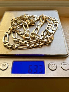 Large Sterling Silver Figaro Chain Link 30” Unisex 63 Grams 925 Italy Han L@@k! - Picture 1 of 9