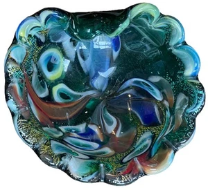 Ciotola MURANO Dino Martens? Art Glass Italy Tutti Frutti Ciotola 5,5” Bordo Smerlato - Foto 1 di 15