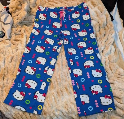 Pantalones de pijama Hello Kitty azul polar para mujer L ropa de dormir salón 2008 Sanrio Kawaii Foto 1 de 4
