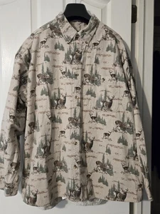 Cabela's Soft Flannel Shirt Deer Print Mens 2XL Outdoor Hunting Casual - Picture 1 of 6
