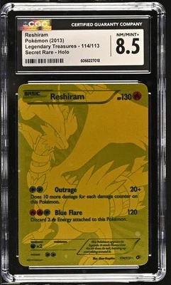 CGC 8.5 RESHIRAM 114 LEGENDARY TREASURE SECRET RARE GOLD HOLO POKEMON NM/ MINT + - Image 1 of 2