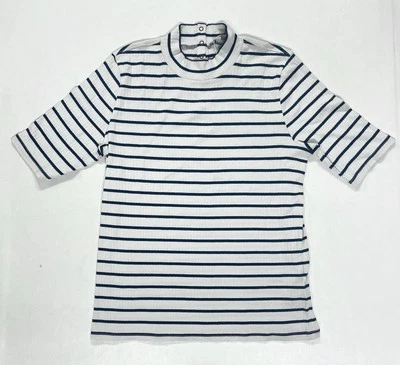 Top tejido acanalado rayas blanco/azul marino manga corta cuello falso Lilla P talla XLARGE Foto 1 de 4