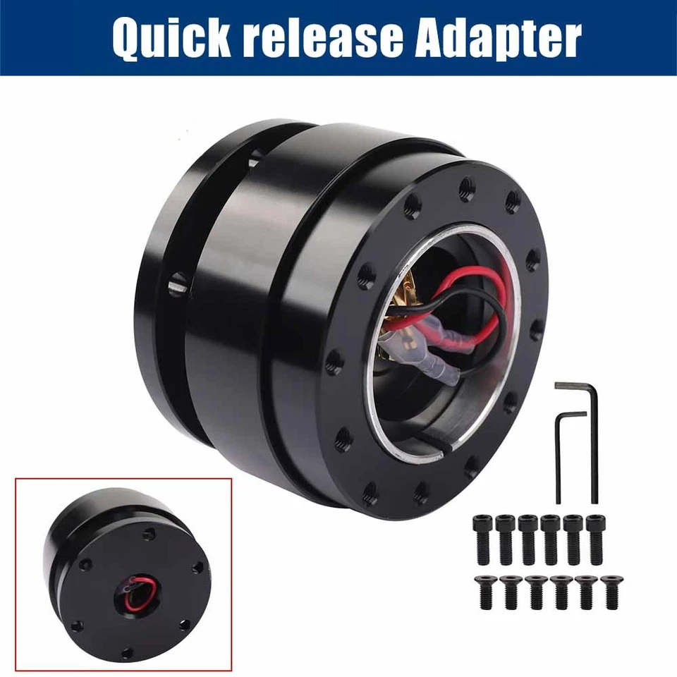 Black Aluminum Steering Wheel Quick Release Hub Adapter Snap Boss Kit #K Foto 1 de 4