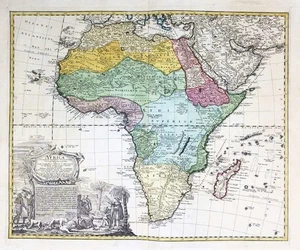 Africa Afrika Kontinent Afrique continent Homann Karte map engraving 1750 - Picture 1 of 1