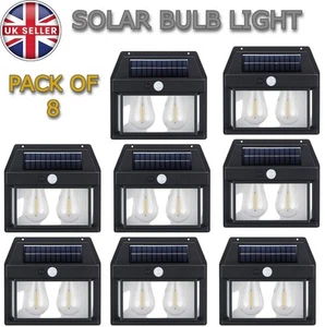 Solar Wall Lamp Sensor Interaction Lights 2 bulb Waterproof Garden Garage Patio - Picture 1 of 12