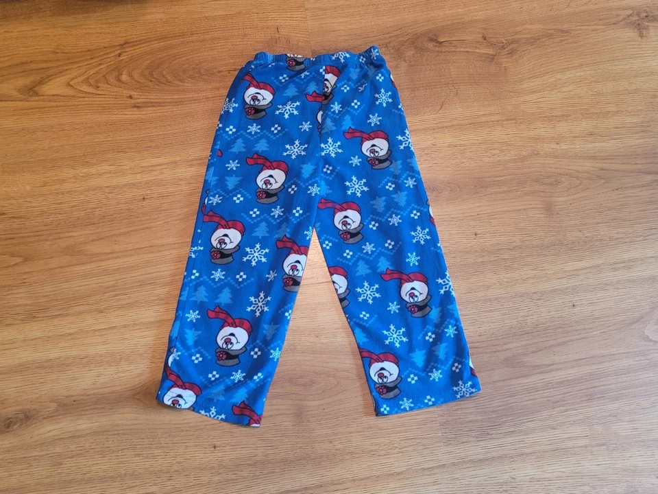 Pantalones de franela simple azul ropa de salón ropa de dormir muñecos de nieve niños talla 6 Foto 1 de 1