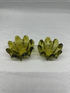 Vintage Olive Green Dish Set 2 Swung Glass - Picture 1 of 6