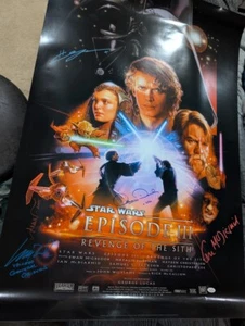 Póster firmado Christensen McDiarmid Daniels Wood Star Wars Ep III DS - Imagen 1 de 7