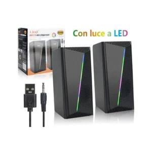 Casse Altoparlanti Stereo Usb 2.0 Luce Rgb Pc Dvd Tv Mp3 Tablet Linq A5006 - Foto 1 di 1