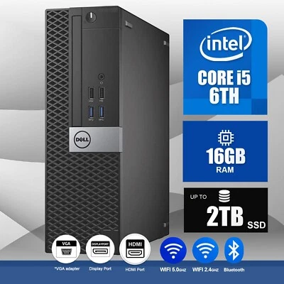 DELL Desktop Computer PC i5, 16GB RAM, Up to 2TB SSD,Windows 11, WIFI BT, DVD-RW - Image 1 of 3