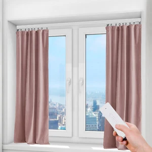 Pista de cortina eléctrica motorizada Hágalo usted mismo blanca con control remoto NUEVO - Imagen 1 de 21