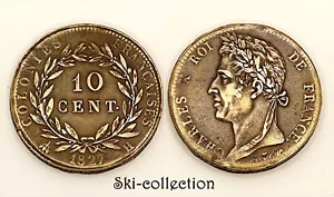 10 CENTIMES Of The French Colonies 1827 H (Martinique, Guadeloupe) Charles X° - Picture 1 of 2