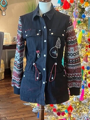 Double D Ranch Field Jacket w/ Patches & Knit Sleeves! Size Small - Image 1 of 4