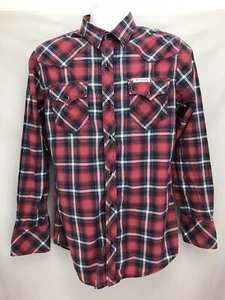 Camisa Roja True Religion Para Hombres Mediana Desteñida Usada Western Snap Manga Larga - Imagen 1 de 13