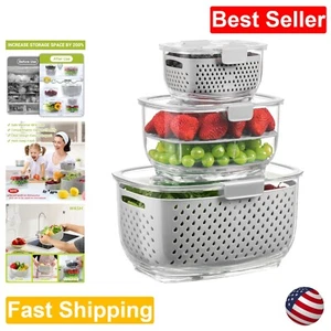 BPA-Free Fruit and Vegetable Storage Containers with Adjustable Partitions - Picture 1 of 10