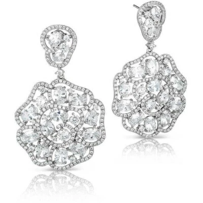 Boccadamo Orecchini Pendenti Argento Con Decoro Floreale In Zirconi OR600Z - Immagine 1 di 4