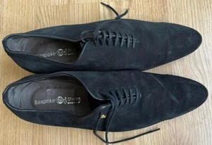 Bespoke Erruti Men's Black Suede Shoes Size 11 (see measurements) Made In Italy - Picture 1 of 13