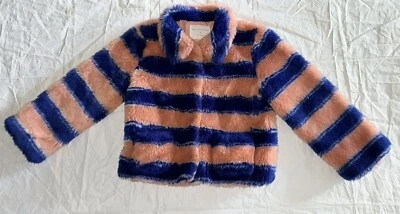 Rockets of Awesome Girls 7 Furry And Fabulous Striped Faux Fur Coat Jacket - Image 1 of 4