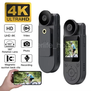 4K/2K/1080P Camcorder Mini Body Camera 180° Rotatable Audio Video IR Night Cam - Picture 1 of 28