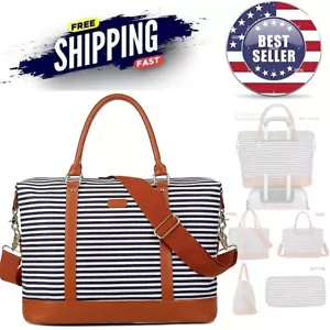 Lightweight Women’s Travel Bag - 16x12x8in Canvas Weekender & Gym Bag - Picture 1 of 12