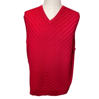 Chaleco Suéter Roundtree & Yorke Grande y Alto Rojo Algodón Cuello en V Para Hombre Talla 2XB Foto 1 de 4