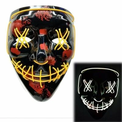 Led Mask Halloween Purge Election Mascara Costume Light Up Mask Glow In Dark 1pc - Image 1 of 4