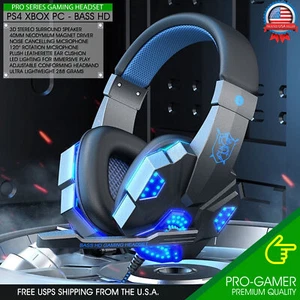 Gaming Headset w/ Mic for PS4 PS5 PC Laptop Xbox One Switch Surround Sound 3.5mm - Picture 1 of 8