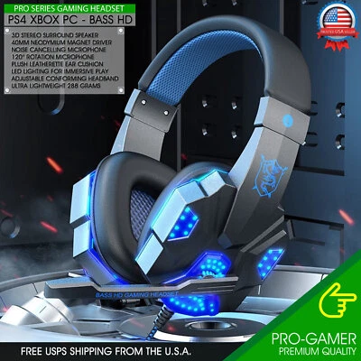Gaming Headset w/ Mic for PS4 PS5 PC Laptop Xbox One Switch Surround Sound 3.5mm - Image 1 of 4