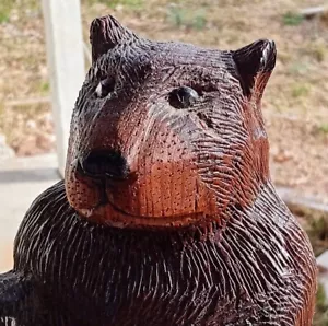 Intaglio legno 11 1/2" T. Grizzly Bear firmato L . A. In ottime condizioni. - Foto 1 di 12