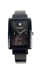 Reloj de cuarzo Embassy By Gruen para damas con acento de diamantes negro nuevo funciona con batería - Imagen 1 de 4