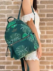Kate Spade Chelsea The Little Better Nylon Backpack Monsters Leaves Green Multi