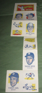 1971 Topps Tattoos Partial Lot Sheet #14 Rose Seaver Wills+Twins EX-MT.