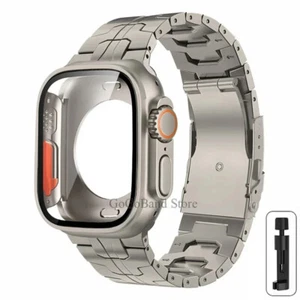 Strap+Case for Apple Watch 9 8 7 6 5 44 45 40 41mm Titanium Band Change To Ultra - Picture 1 of 15
