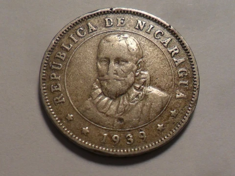 1939  NICE NICARGUA CU-NI 25 CENTAVOS KM#18.1 VERY LOW MINTAGE 1,000,000! Cover