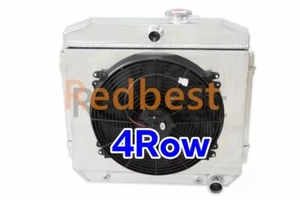 4Row Radiator+Shroud Fan For 1955-1957 Chevy Bel Air Nomad V8 17.25" H x 21.5" W - Picture 1 of 15
