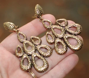 Kate Spade Faceted Crystal Cluster smoke earrings & gold dramatic chandelier lot - Picture 1 of 10