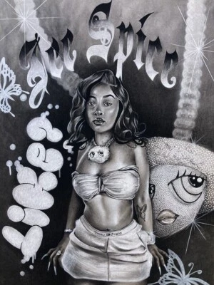 Ice Spice Charcoal Drawing - Image 1 of 4