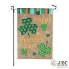 St. Patrick's Day Tupfen Klee Sackleinen 2-seitige Gartenflagge 12,5x18"