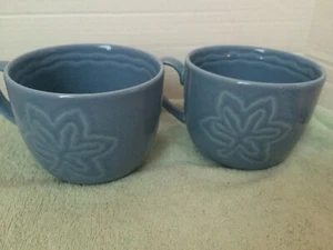 (2) Vista Alegre Portugal Nature Blue Floral Coffee Soup Mugs 4"tall - Picture 1 of 7