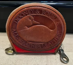 Dooney & Bourke Womens Vintage Big Duck Coin Purse Small Red British Tan SUM EXC - Picture 1 of 10